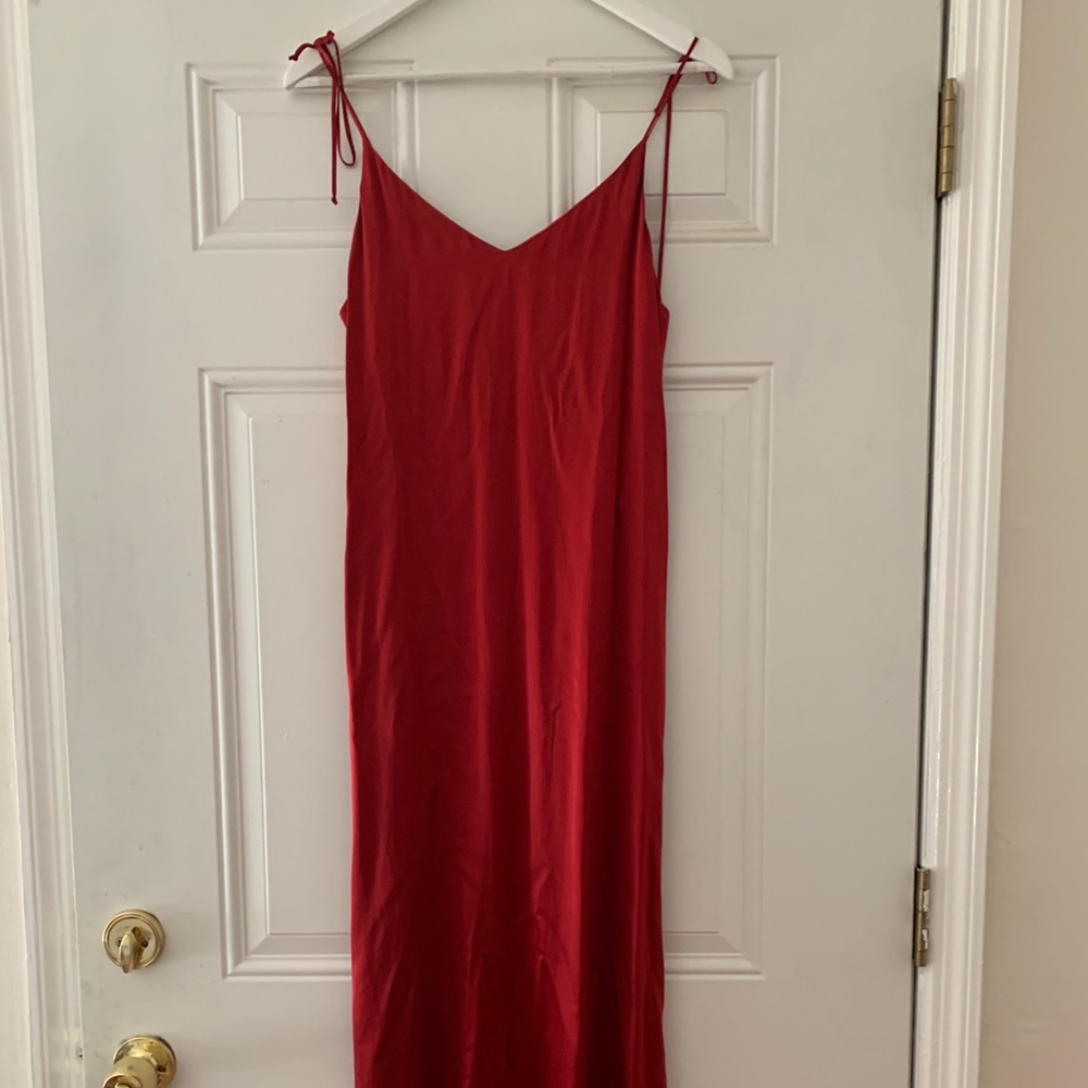 Red silk reformation dress
